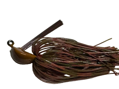 A LunkrBytes Skirt material exclusive tie up with their material and our brown pumpkin jig heads.